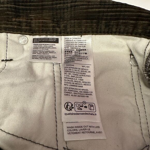 NWT Levi's 578 Baggy Corduroy Jeans Ennis Plaid Brown Size 33x30 (34X28) $98 - Picture 11 of 14